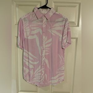 Men’s XS Cotton On Pink&White Floral Buttondown Shortsleeve Shirt